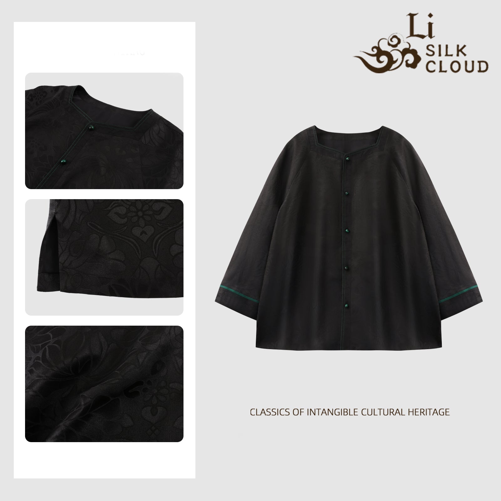 Top, Natural Tuberose Dye, Retro & Elegant Guangdong Black Pearl Gambiered Guangdong Gauze xiangyunsha