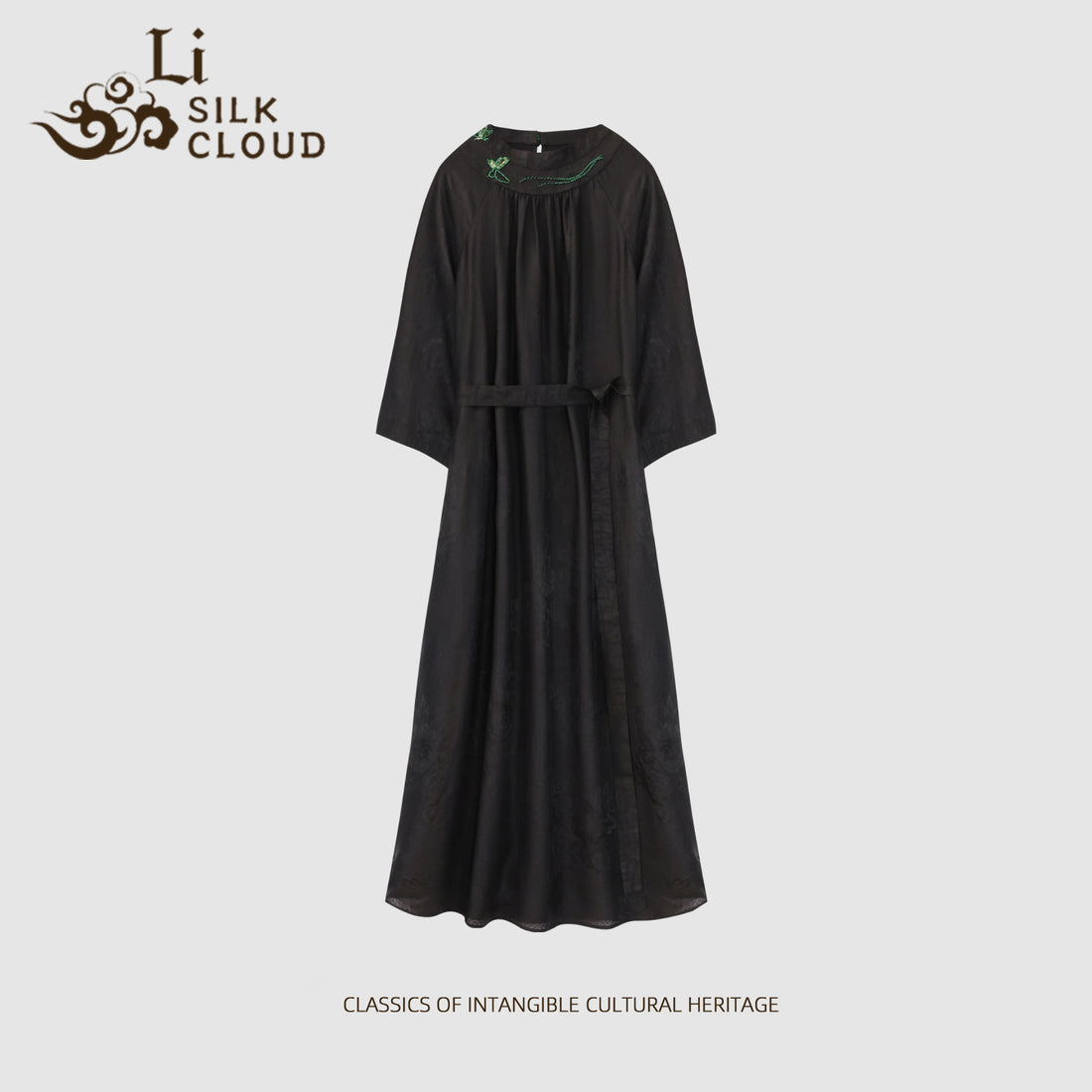 Dress, Silk Texture, Dual-Use for Work & Dates Guangdong Black Pearl Gambiered Guangdong Gauze xiangyunsha