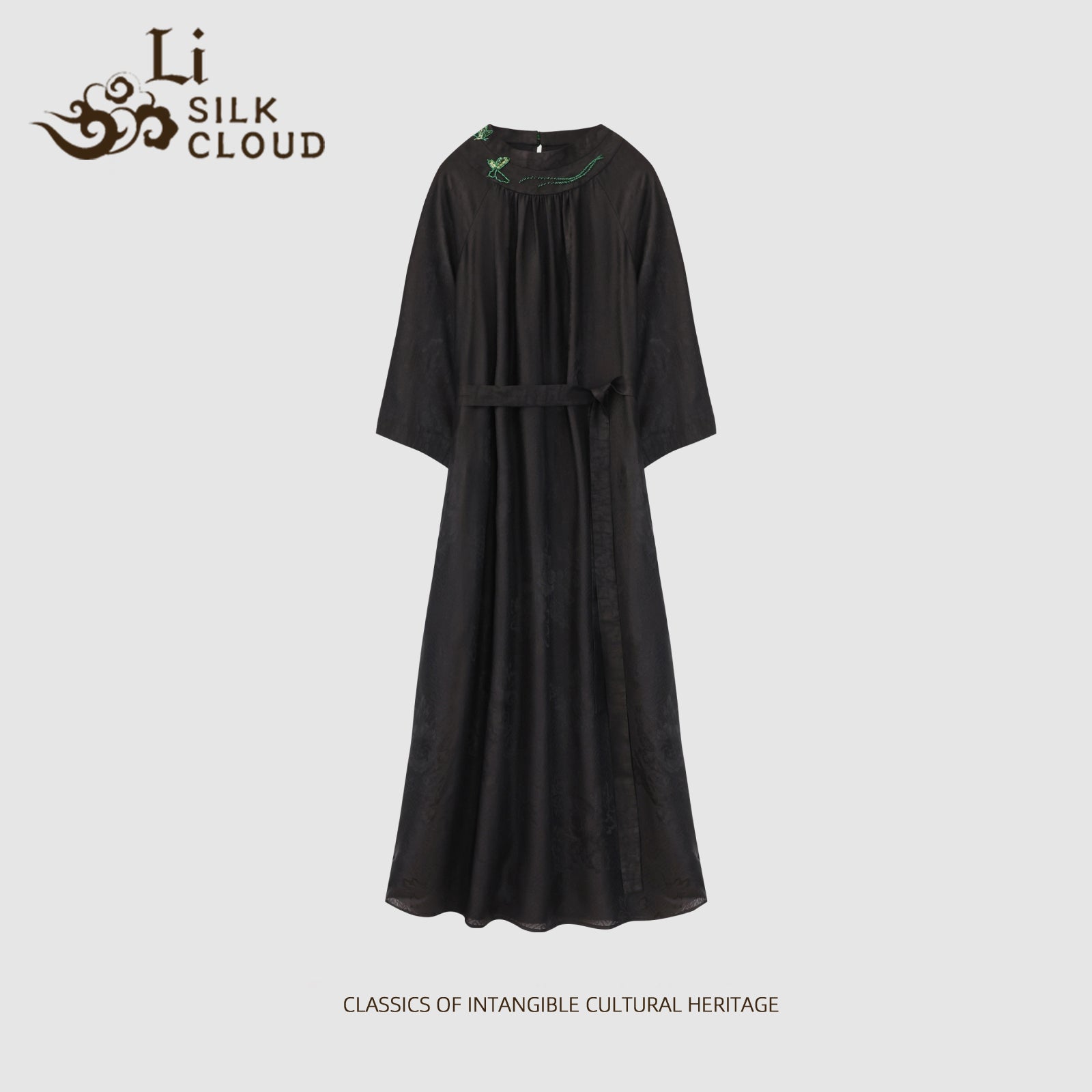 Dress, Silk Texture, Dual-Use for Work & Dates Guangdong Black Pearl Gambiered Guangdong Gauze xiangyunsha