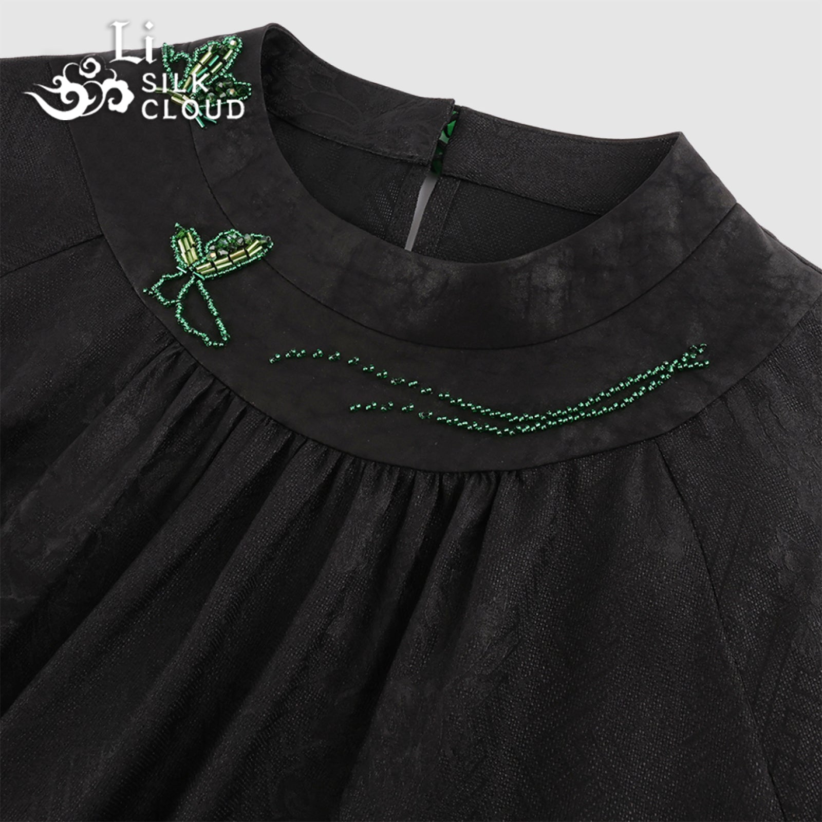 Dress, Silk Texture, Dual-Use for Work & Dates Guangdong Black Pearl Gambiered Guangdong Gauze xiangyunsha