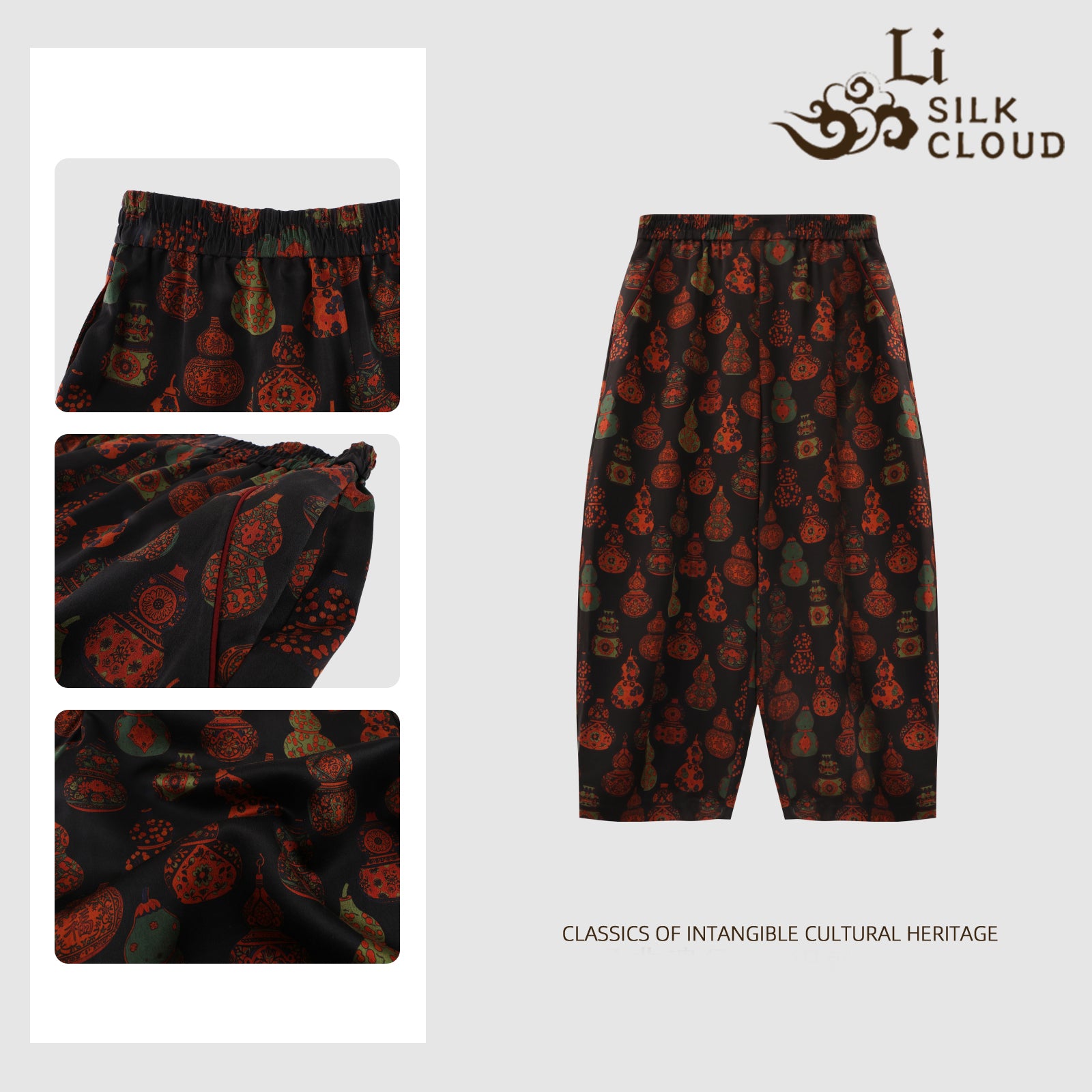 Pants, Natural Tuberose Dye, Slimming & Leg-Lengthening, Easy to Match with Tops Guangdong Black Pearl Gambiered Guangdong Gauze xiangyunsha