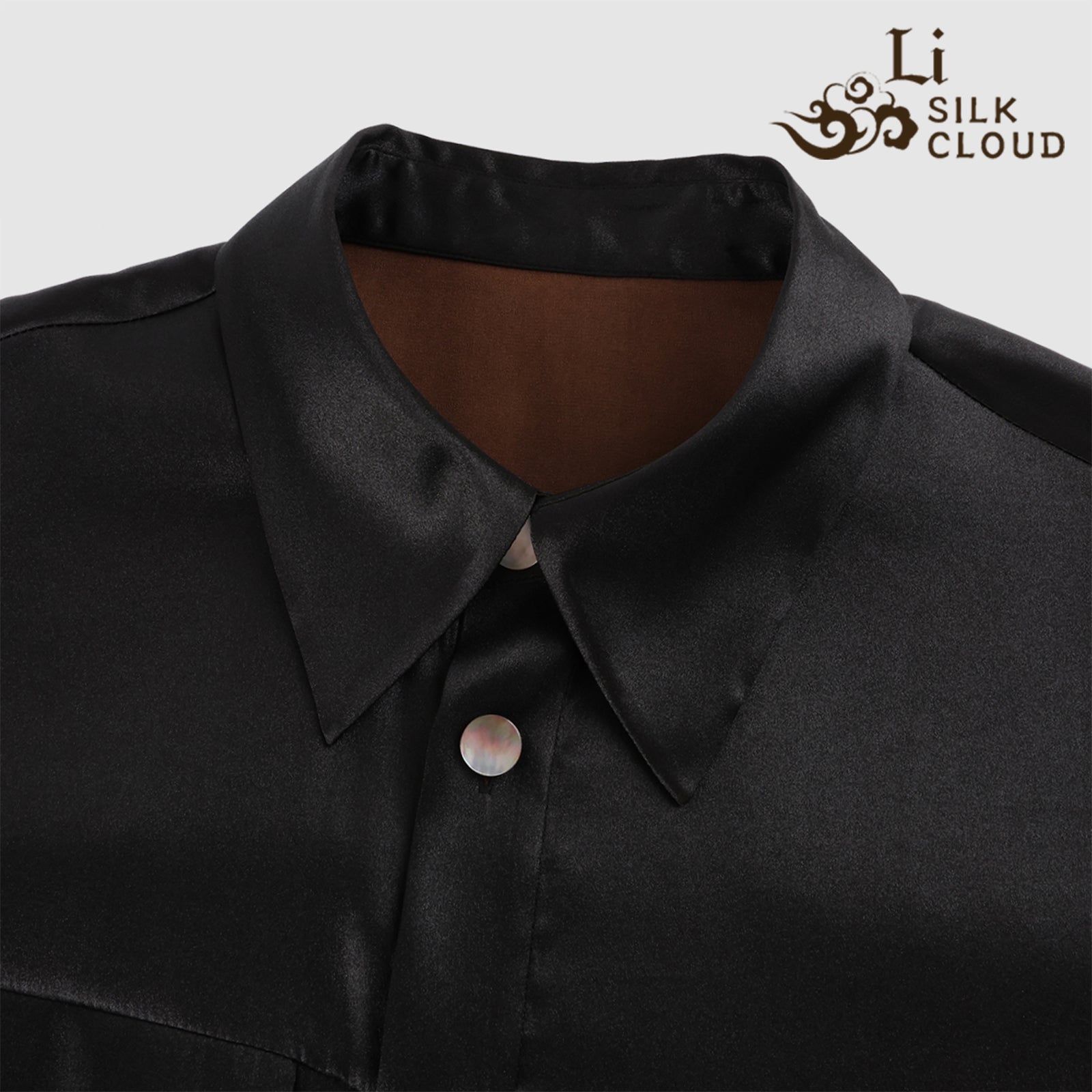 Shirt, Natural Tuberose Dye, Retro Lapel for Elegance Guangdong Black Pearl Gambiered Guangdong Gauze xiangyunsha