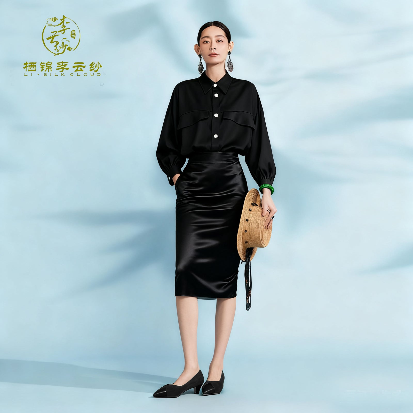 Shirt, Natural Tuberose Dye, Retro Lapel for Elegance Guangdong Black Pearl Gambiered Guangdong Gauze xiangyunsha