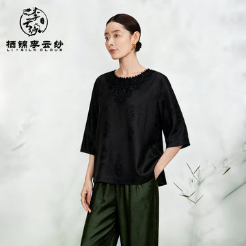 Top, Plant-Dyed Eco-Fabric, Wrinkle-Resistant & Easy-Care, Outer Wear in Early Autumn & Inner Wear in Late Autumn  Guangdong Black Pearl Gambiered Guangdong Gauze xiangyunsha