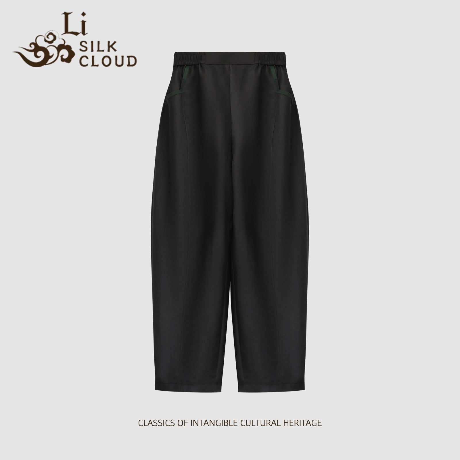 Pants, Plant-Dyed Eco-Fabric, Neat Cutting, Taller Look with Ankles Exposed in Early Autumn Guangdong Black Pearl Gambiered Guangdong Gauze xiangyunsha