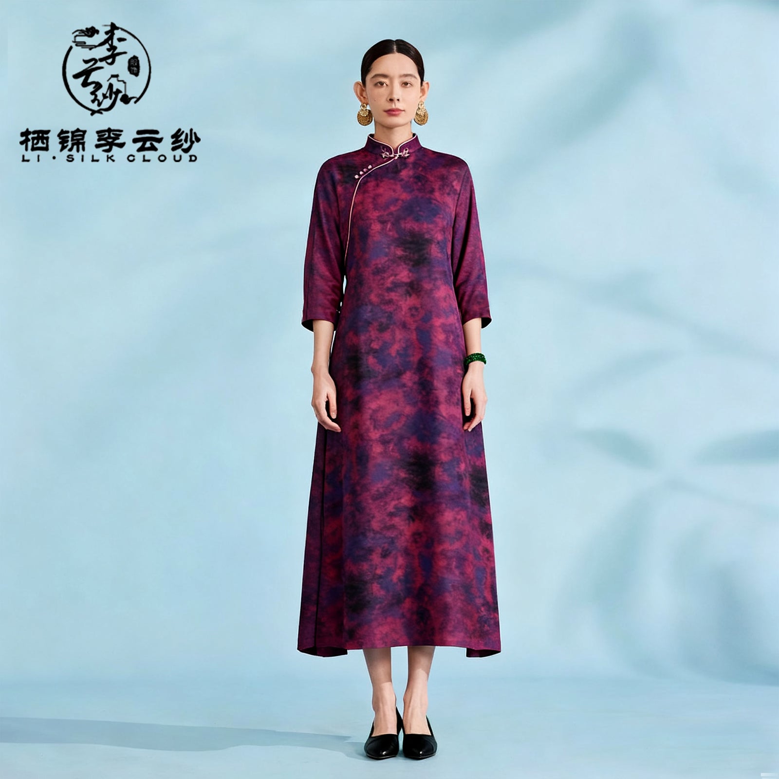 Dress, Neat Cutting, Retro Texture, No Bulk When Layered Under Coats in Late Autumn Guangdong Black Pearl Gambiered Guangdong Gauze xiangyunsha