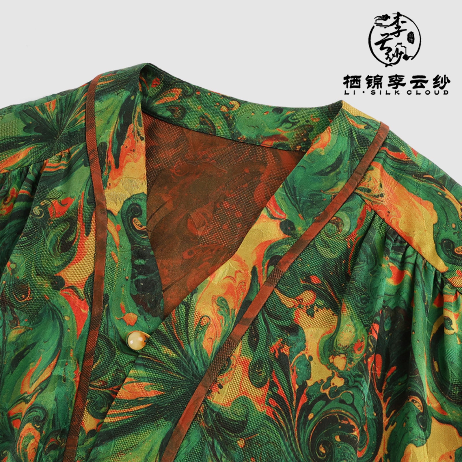 Dress, Natural Tuberose Dye, Retro Waist-Cinching for Elegance Guangdong Black Pearl Gambiered Guangdong Gauze xiangyunsha