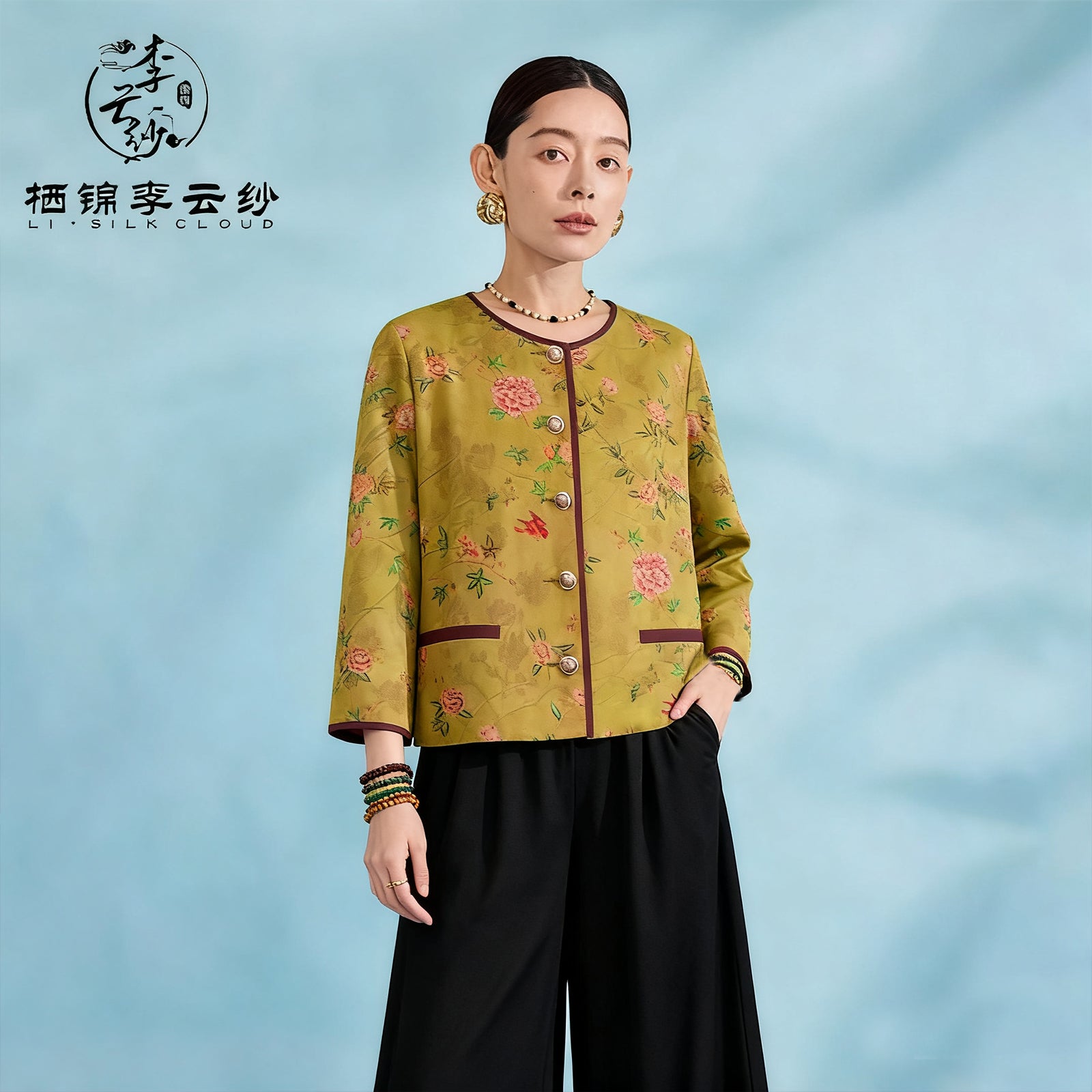 Jacket, Silk Blend, Windproof & Lightweight, Must-Have for Early Autumn Layering Guangdong Black Pearl Gambiered Guangdong Gauze xiangyunsha