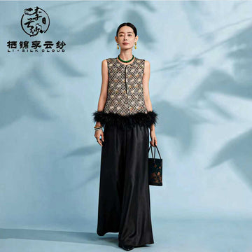 Vest, Windproof & Wrinkle-Resistant, Lightweight Without Bulk, Must-Have Layering Inner Wear for Early Autumn Guangdong Black Pearl Gambiered Guangdong Gauze xiangyunsha