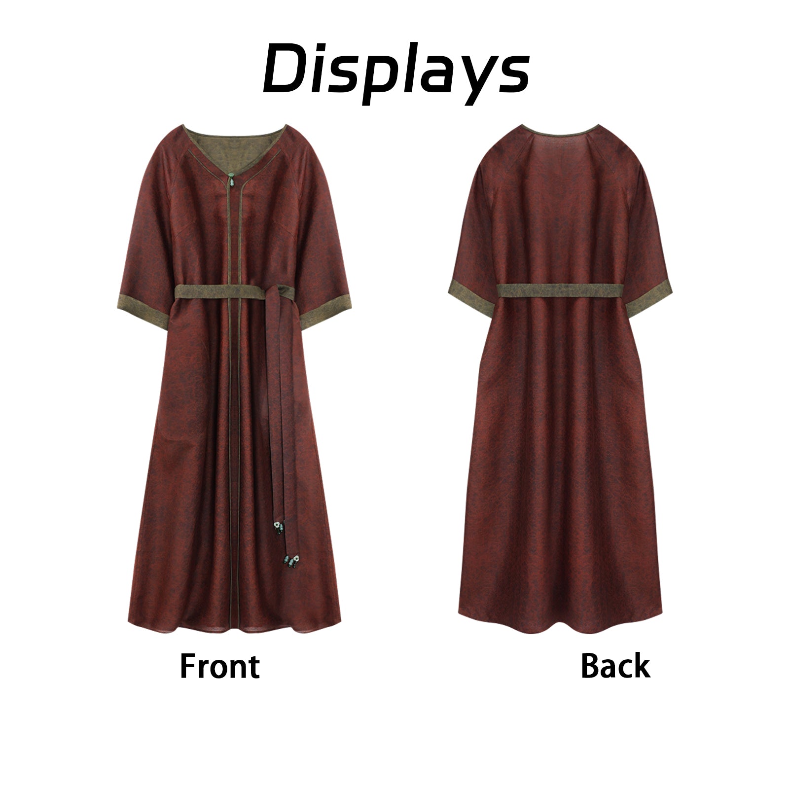 Dress, Silk Blend, Natural Tuberose Dye, Retro Waist-Cinching for Elegance Guangdong Black Pearl Gambiered Guangdong Gauze xiangyunsha