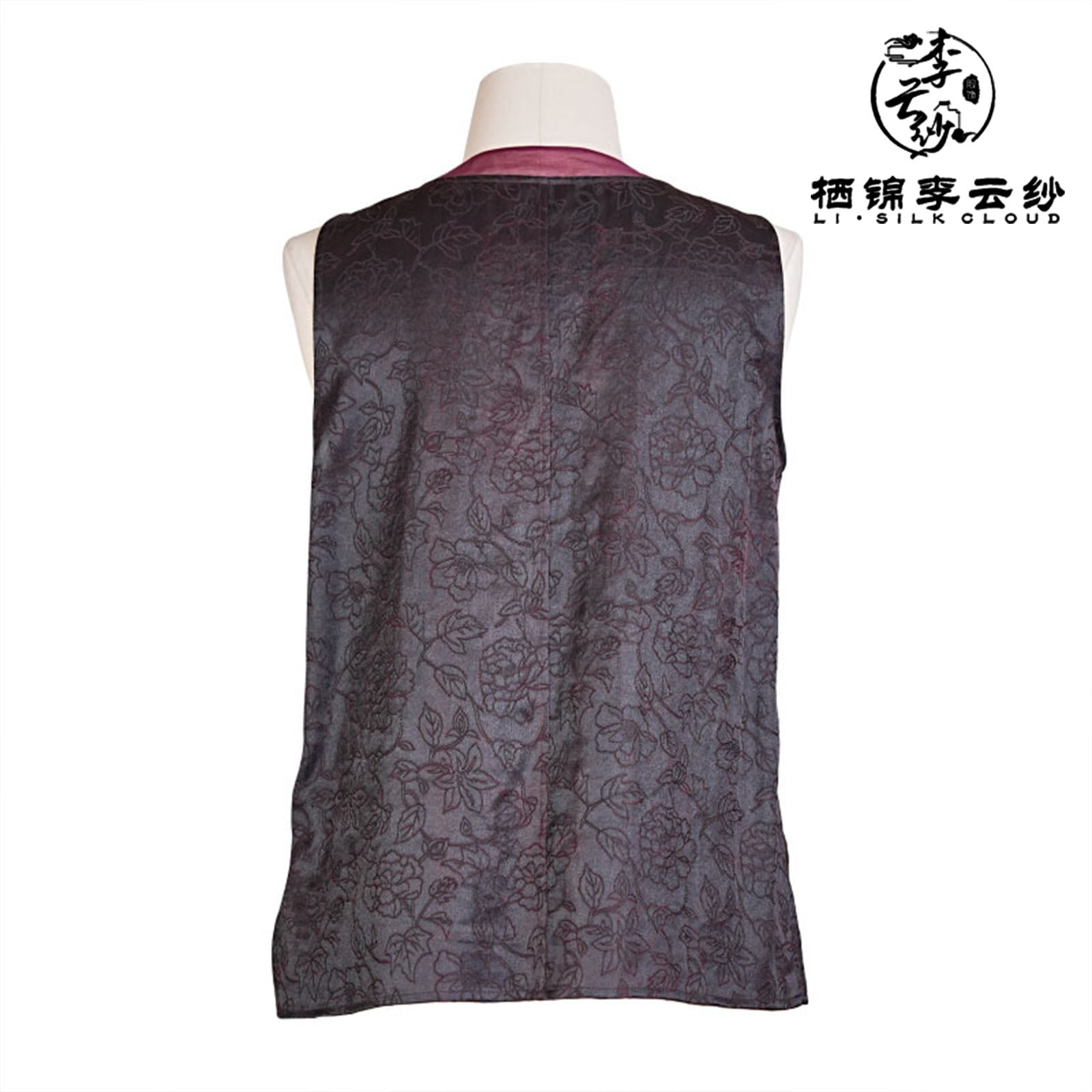 V-Neck Camisole Top ，Elegant Sleeveless Blouse, Oriental Silk Vest Guangdong Black Pearl Gambiered Guangdong Gauze xiangyunsha