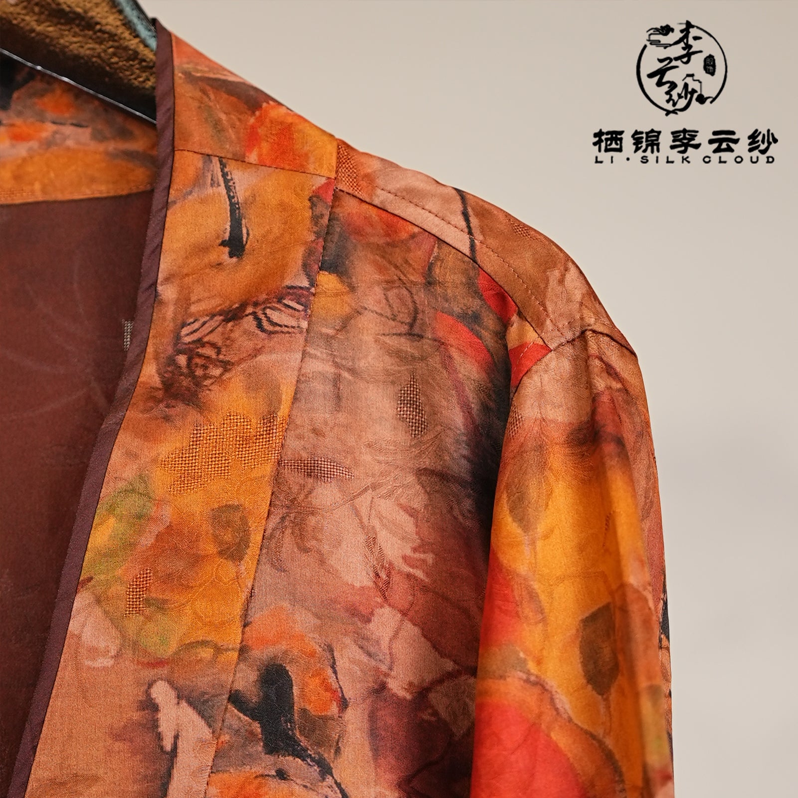 Outerwear，Soft Breathable Fabric, Elegant Casual Formal Coat Guangdong Black Pearl Gambiered Guangdong Gauze xiangyunsha