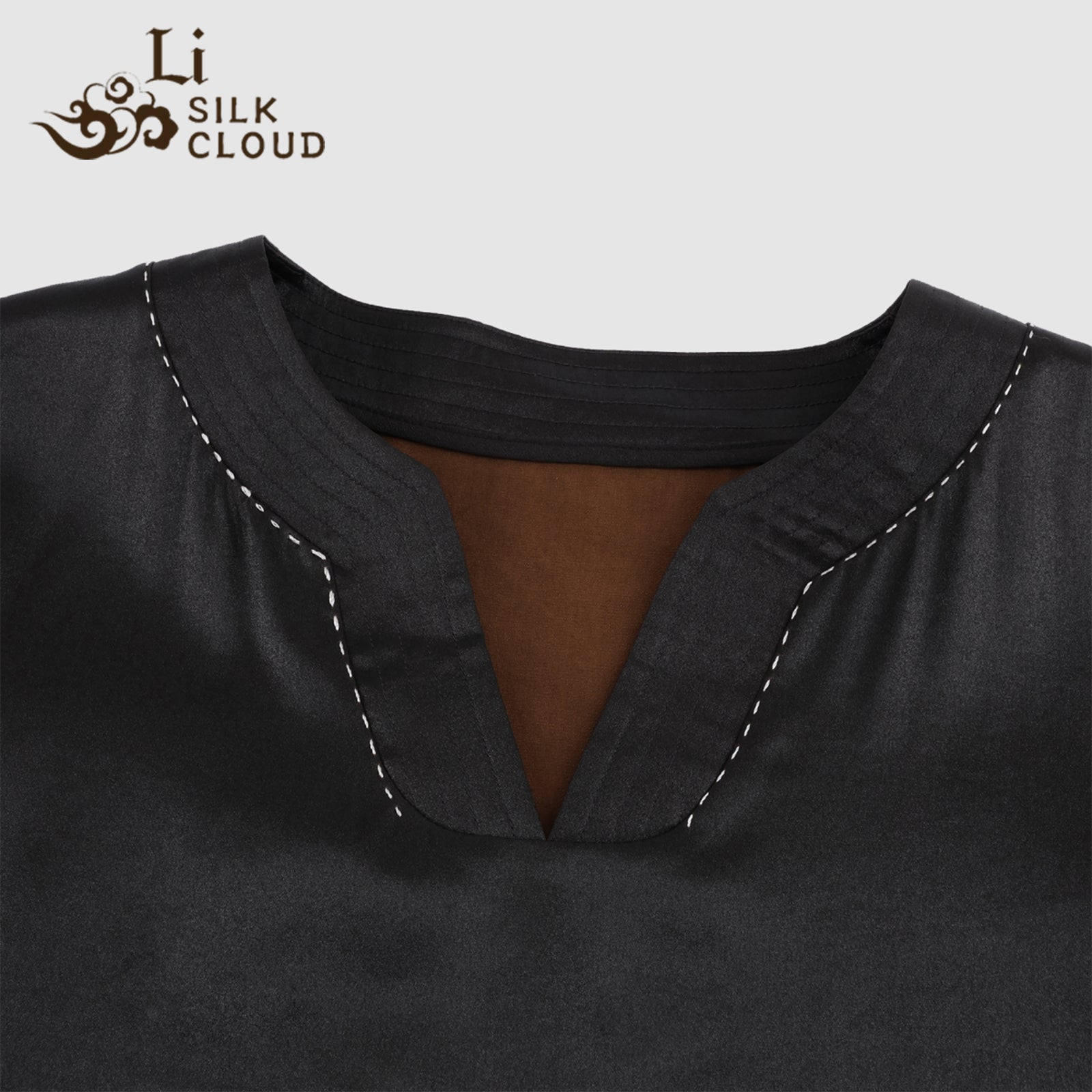 Xiangyunsha Minimalist Chinese Top lDesigner neckline lLuxe Silk Cloud-Like Guangdong Black Pearl GambieredGuangdong Gauze xiangyunsha Soft Gold