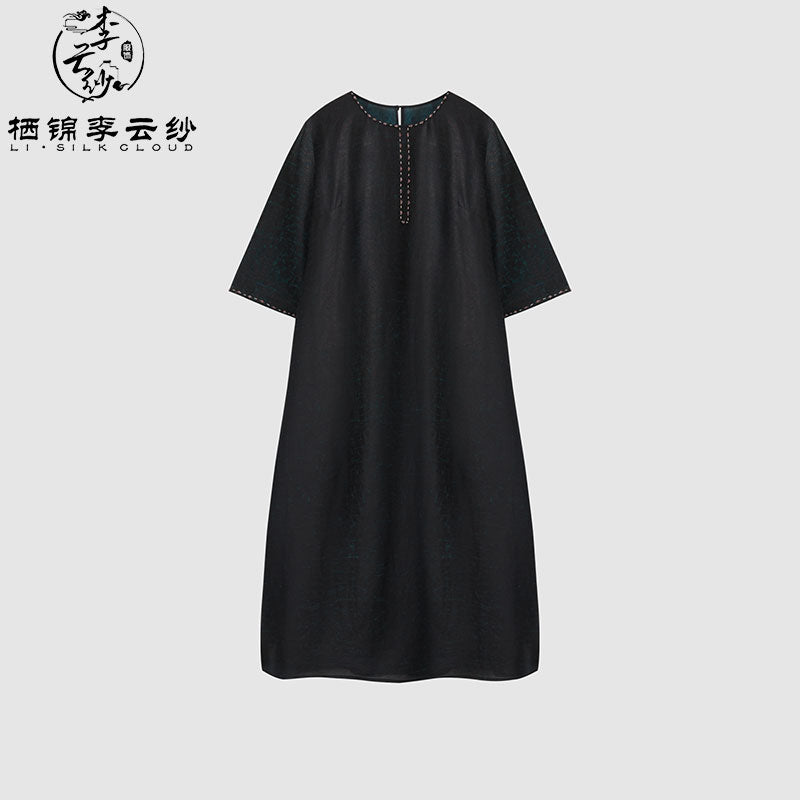 LI SILK CLOUD Women's Autumn Xiangyunsha Dress - 100% Mulberry Silk, Heavy Craftsmanship & Silky Soft Texture