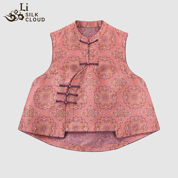 LI SILK CLOUD xiangyunsha Handmade Traditional Silk Vest- Skin-Friendly Silk Fabric,Comfortable Daily Guangdong Black Pearl