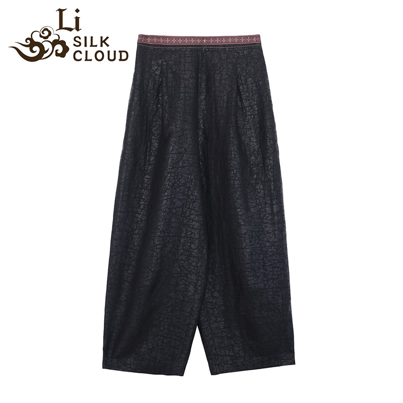 LI SILK CLOUD Pants Hand-dyed Draping High Waist Autumn Casual Trousers