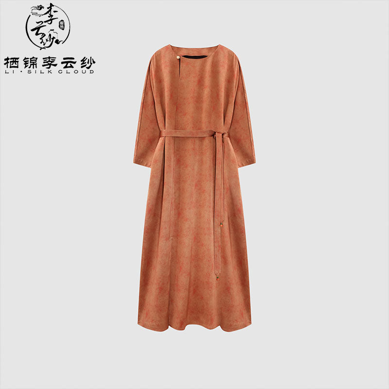 LI SILK CLOUD Dress Draping Slim-fit Versatile Mulberry Silk Autumn Midi Dress