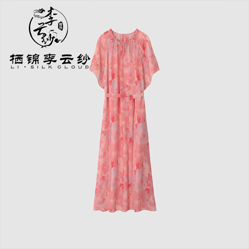 LI SILK CLOUD Silk Xiangyunsha Silk Mulberry Premium Handmade Fall Dress for Women Loose Strapless Dresses Elegant Woman Clothes