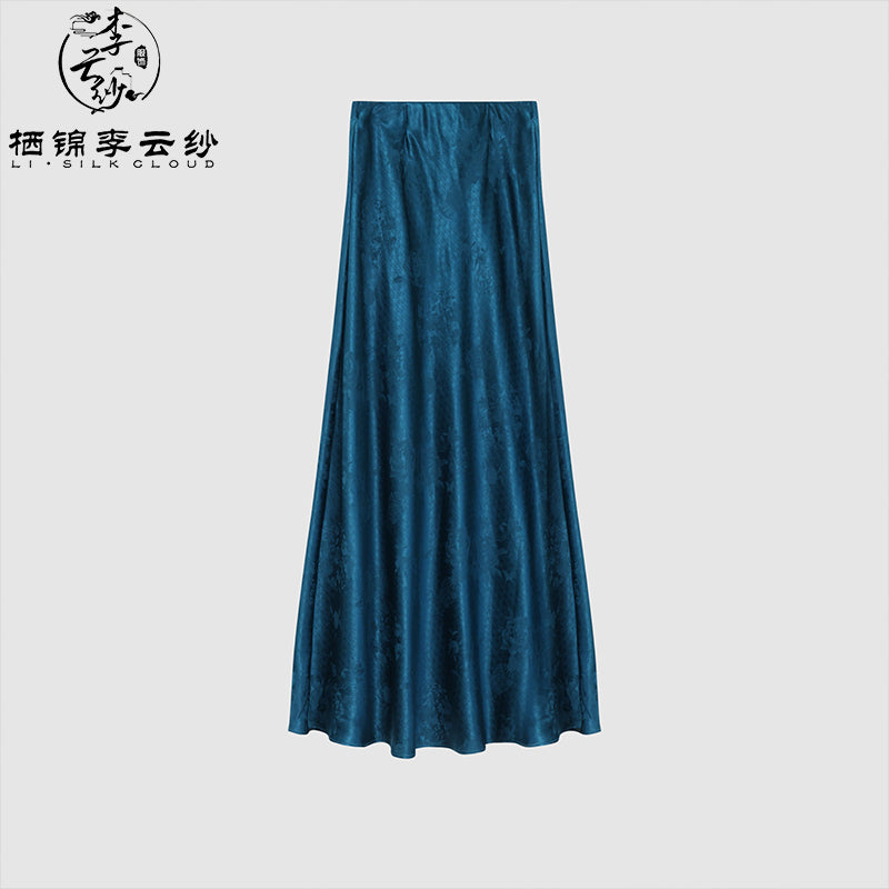 LI SILK CLOUD Xiangyunsha Silk Plus Size Dress Skirts Midi Skirt for Women Loose Breathable Summer Elegant Women's Clothes