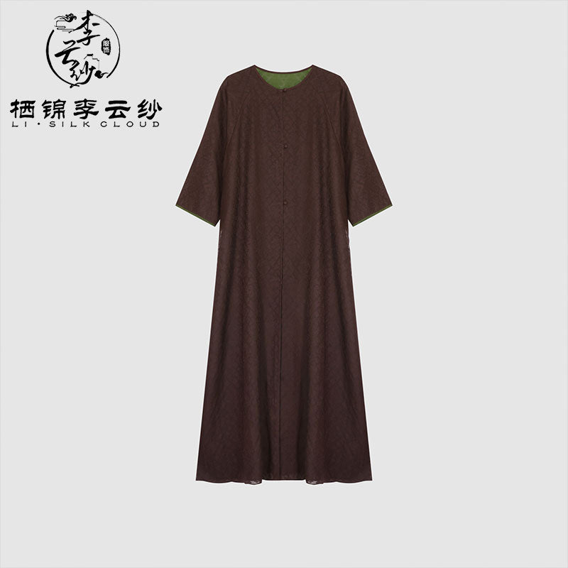 LI SILK CLOUD Vintage Style Autumn Long-Sleeve Dress - Ruffled Details, Soft Fabric, Casual Fall Gown Guangdong Black Pearl