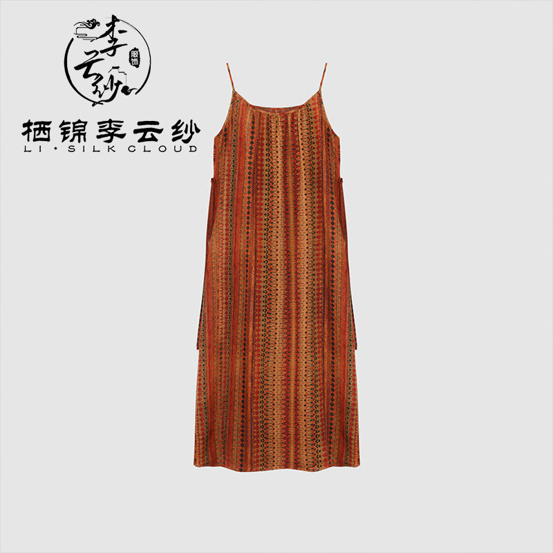 LI SILK CLOUD Silk Xiangyunsha Silk Mulberry Premium Handmade Fall Dress for Women Loose Strapless Dresses Elegant Woman Clothes