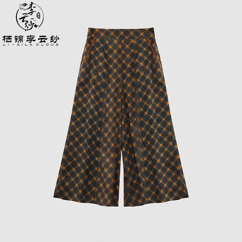 LI SILK CLOUD Plus Size Xiangyunsha Silk Wide Leg Pants Elastic Waist Loose Breathable Cooling Summer Elegant for Women Clothes