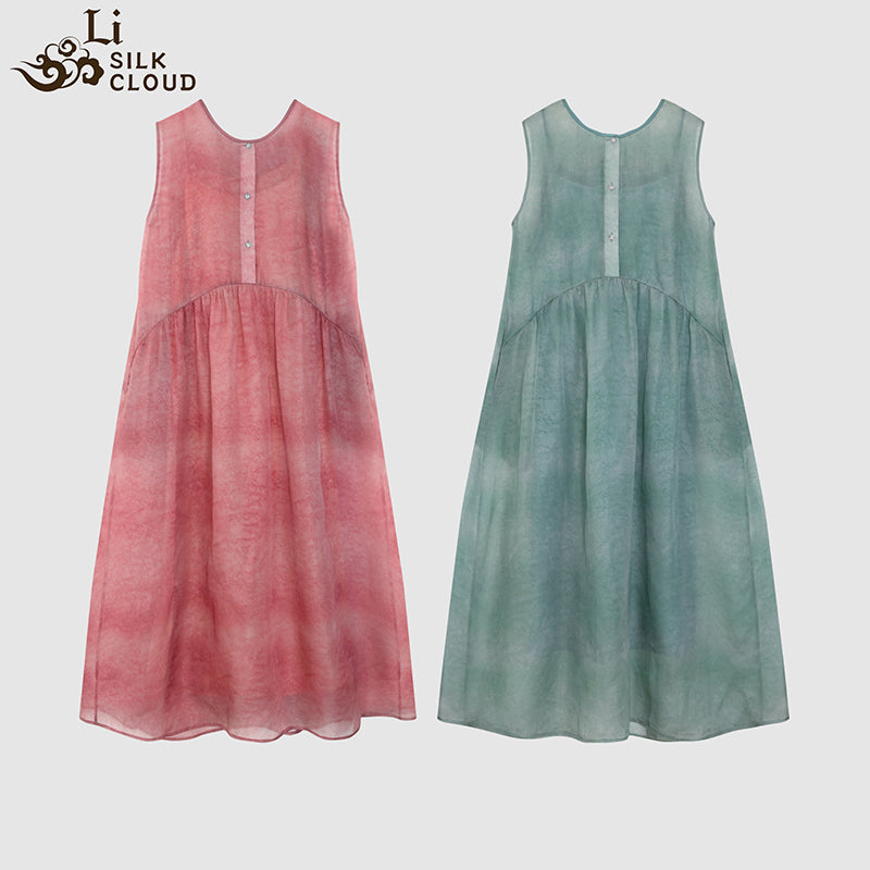 Handmade Traditional Natural Dyed Silk-LI SILK CLOUD Dress Draping Slim-fit Versatile Mulberry Silk Autumn Midi Dress
