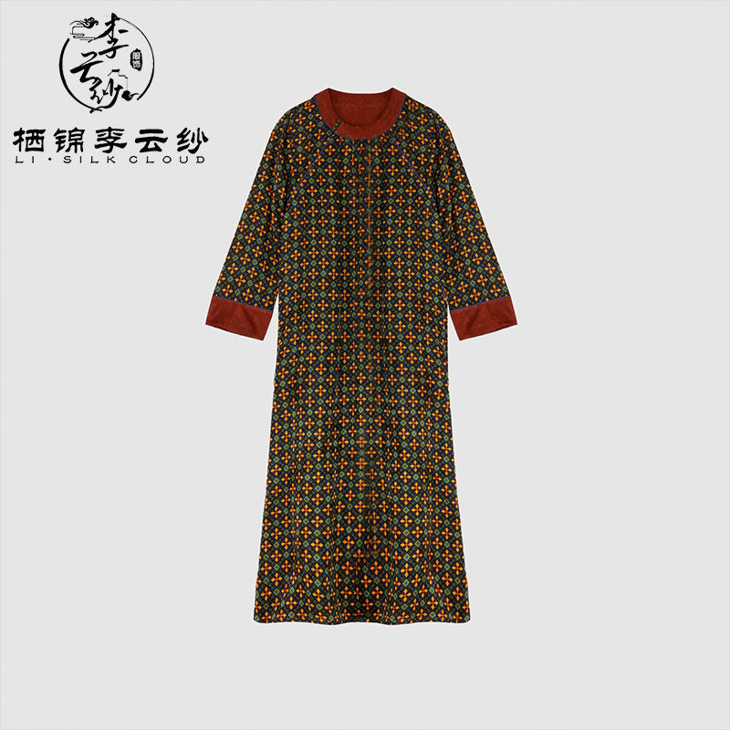 LI SILK CLOUD Dress High Waist Slimming Draping Mulberry Silk Autumn Midi Dress