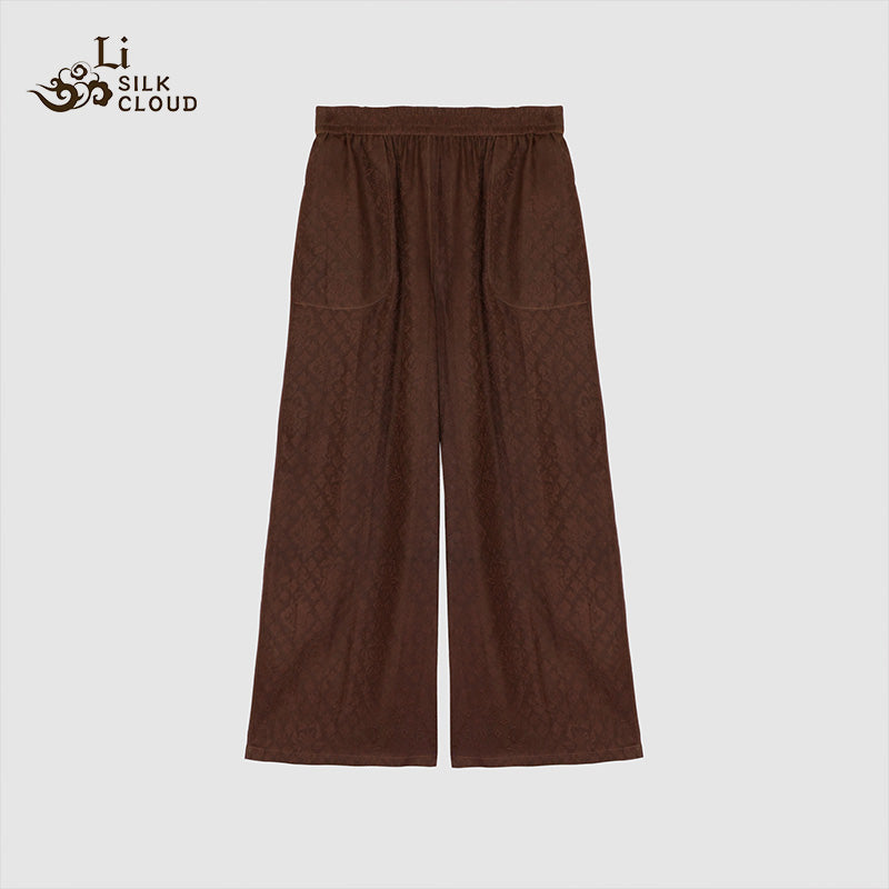 LI SILK CLOUD xiangyunsha Trousers,Breathable Material,Soft Texture,Oriental Pattern Details  Guangdong Gauze