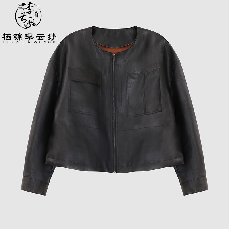 Li Silk Cloud Xiangyunsha Silk Top Coat for Women Natural Dyed Loose Outerwear Elegant Woman Clothes Traditional Handmade Silk