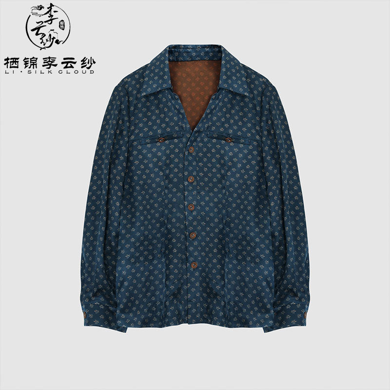 LI SILK CLOUD Xiangyunsha Silk Blouse Women's Clothing Handmade Button Jacquard Elegant Loose Shirt Woman Clothes