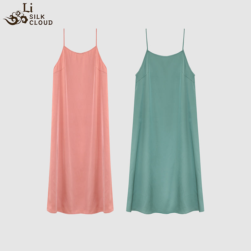 Handmade Traditional Natural Dyed Silk-LI SILK CLOUD Dress Draping Slim-fit Versatile Mulberry Silk Autumn Midi Dress