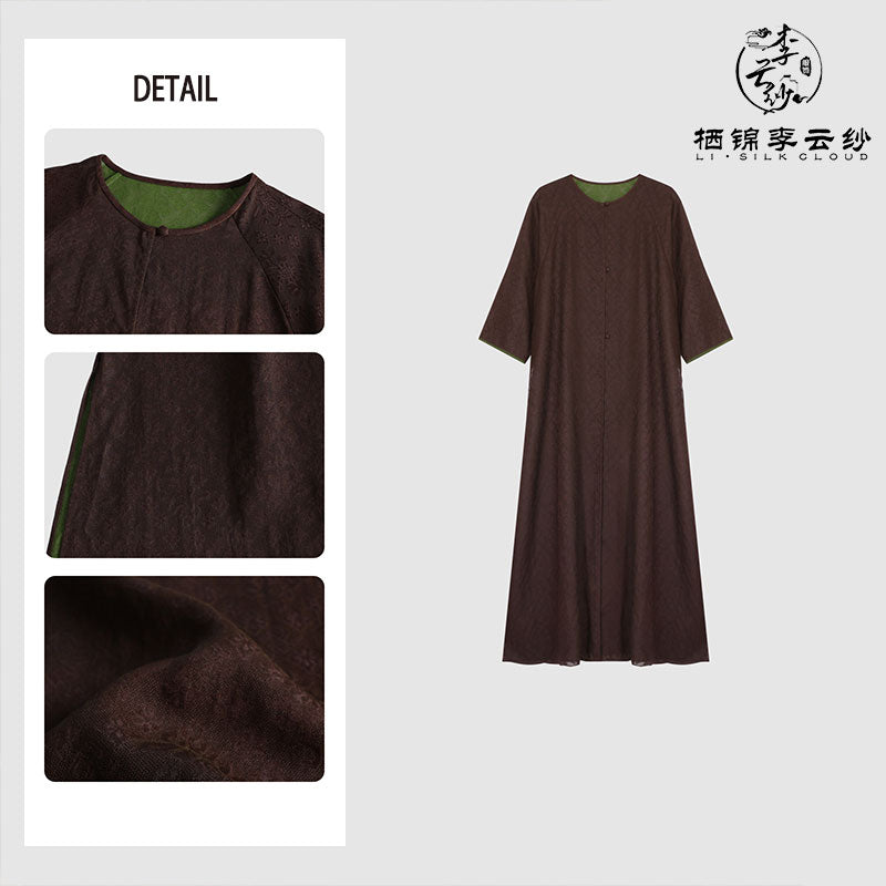 LI SILK CLOUD Vintage Style Autumn Long-Sleeve Dress - Ruffled Details, Soft Fabric, Casual Fall Gown Guangdong Black Pearl