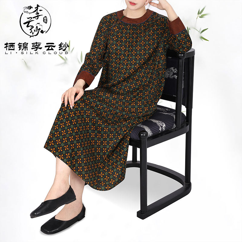 LI SILK CLOUD Dress High Waist Slimming Draping Mulberry Silk Autumn Midi Dress