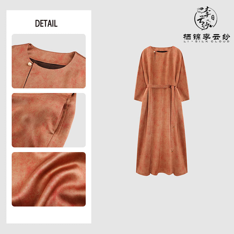 LI SILK CLOUD Dress Draping Slim-fit Versatile Mulberry Silk Autumn Midi Dress