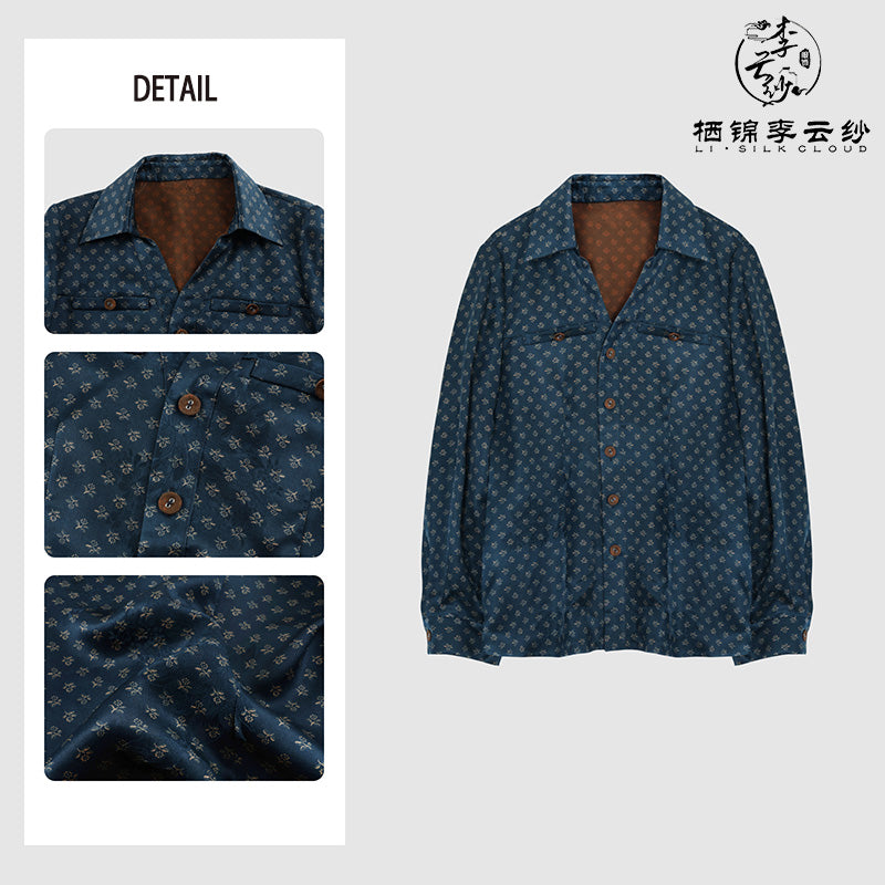 LI SILK CLOUD Xiangyunsha Silk Blouse Women's Clothing Handmade Button Jacquard Elegant Loose Shirt Woman Clothes