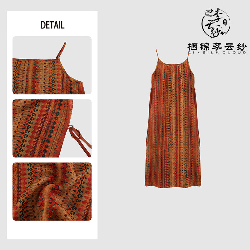 LI SILK CLOUD Silk Xiangyunsha Silk Mulberry Premium Handmade Fall Dress for Women Loose Strapless Dresses Elegant Woman Clothes