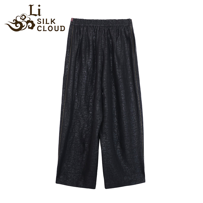 LI SILK CLOUD Pants Hand-dyed Draping High Waist Autumn Casual Trousers