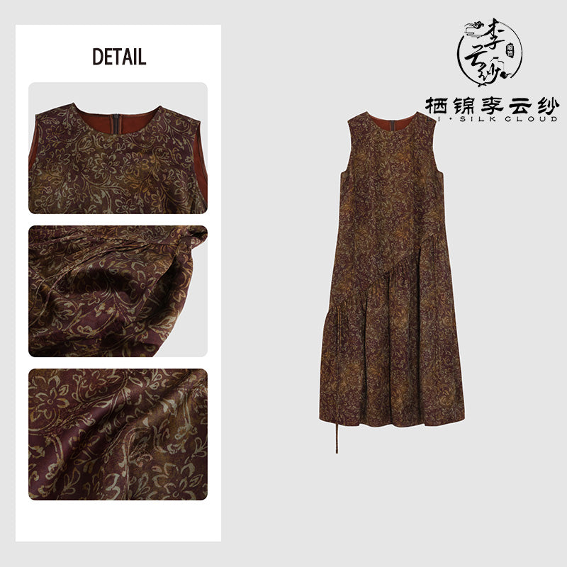 LI SILK CLOUD Silk Xiangyunsha Silk Mulberry Premium Handmade Fall Dress for Women Loose Strapless Dresses Elegant Woman Clothes