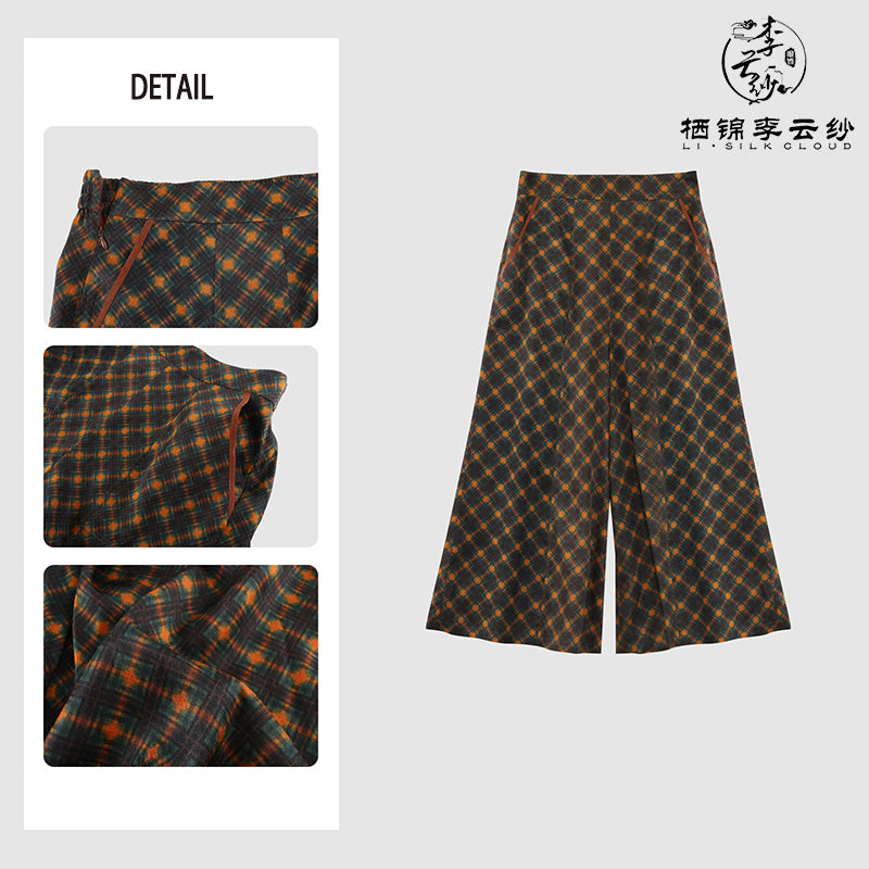LI SILK CLOUD Plus Size Xiangyunsha Silk Wide Leg Pants Elastic Waist Loose Breathable Cooling Summer Elegant for Women Clothes