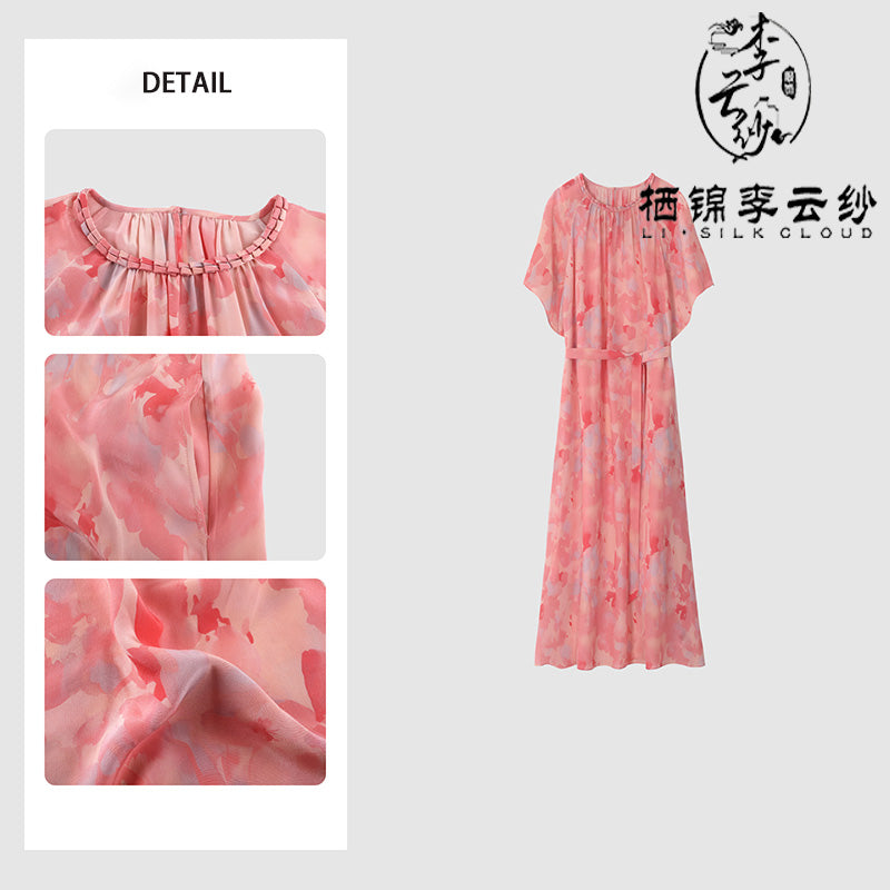 LI SILK CLOUD Silk Xiangyunsha Silk Mulberry Premium Handmade Fall Dress for Women Loose Strapless Dresses Elegant Woman Clothes