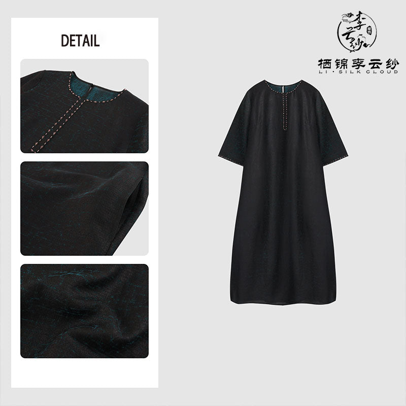 LI SILK CLOUD Women's Autumn Xiangyunsha Dress - 100% Mulberry Silk, Heavy Craftsmanship & Silky Soft Texture