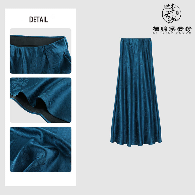 LI SILK CLOUD Xiangyunsha Silk Plus Size Dress Skirts Midi Skirt for Women Loose Breathable Summer Elegant Women's Clothes