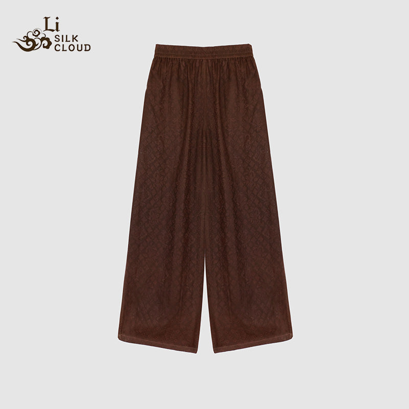 LI SILK CLOUD xiangyunsha Trousers,Breathable Material,Soft Texture,Oriental Pattern Details  Guangdong Gauze
