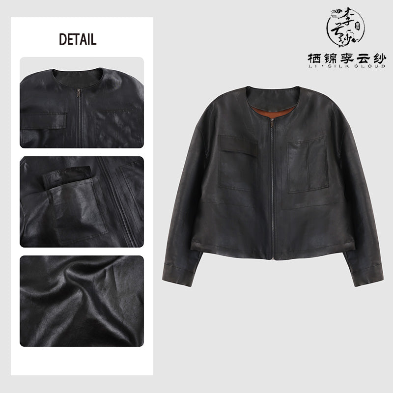 Li Silk Cloud Xiangyunsha Silk Top Coat for Women Natural Dyed Loose Outerwear Elegant Woman Clothes Traditional Handmade Silk