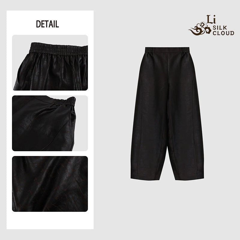 LI SILK CLOUD Pants Hand-dyed Draping High Waist Autumn Casual Trousers