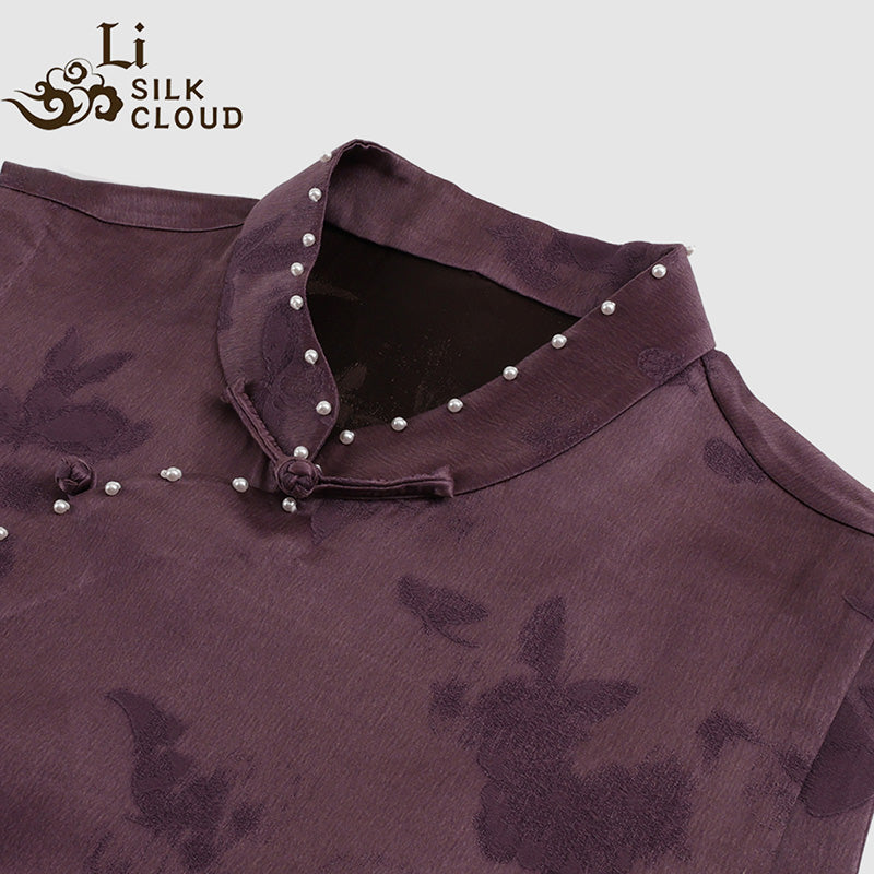 LI SILK CLOUD xiangyunsha Handmade Traditional Silk Vest- Skin-Friendly Silk Fabric,Comfortable Daily Guangdong Black Pearl