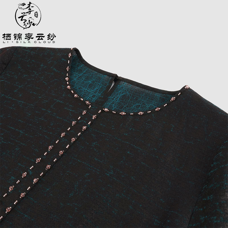 LI SILK CLOUD Women's Autumn Xiangyunsha Dress - 100% Mulberry Silk, Heavy Craftsmanship & Silky Soft Texture