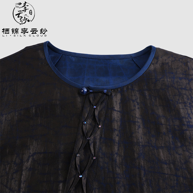LI SILK CLOUD Wool Long Sleeve Top - 100% Pure Wool, Soft Warm Elegant Casual Guangdong Black Pearl Gambiered Guangdong Gauze