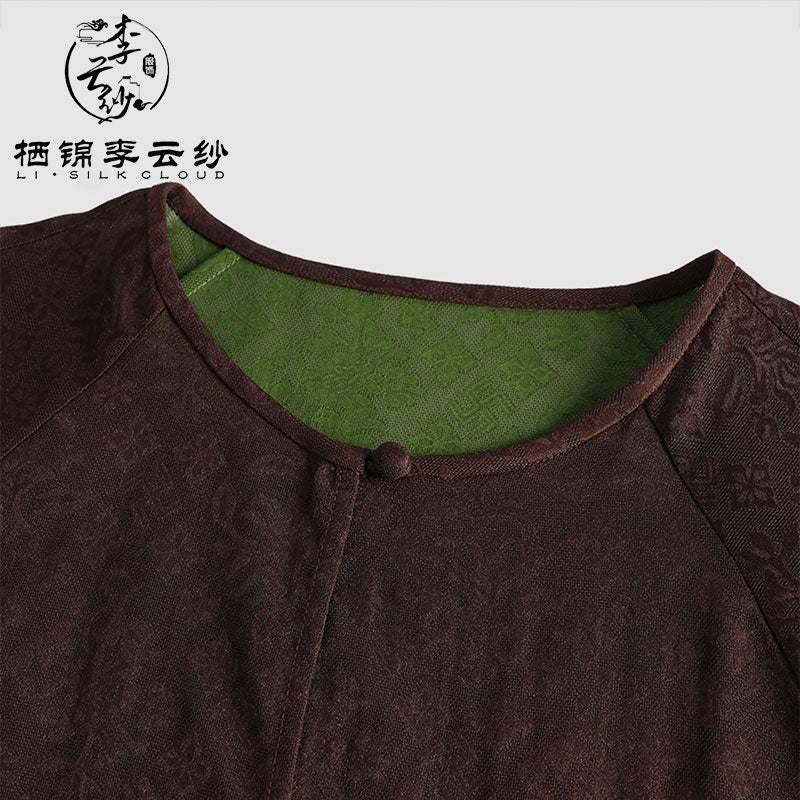 LI SILK CLOUD Vintage Style Autumn Long-Sleeve Dress - Ruffled Details, Soft Fabric, Casual Fall Gown Guangdong Black Pearl